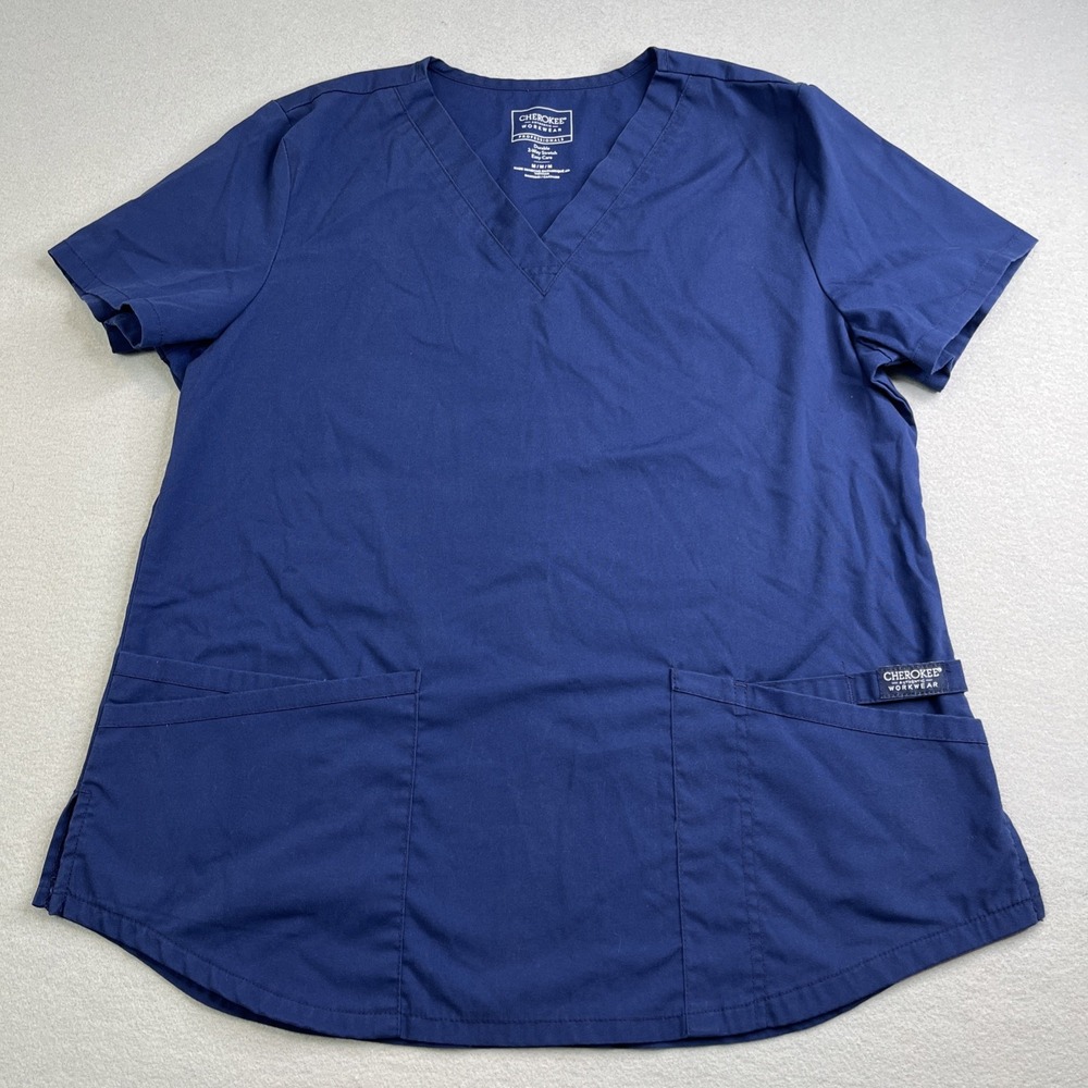 Cherokee Professional Women’s Medium Scrub Top Navy Blue WW665